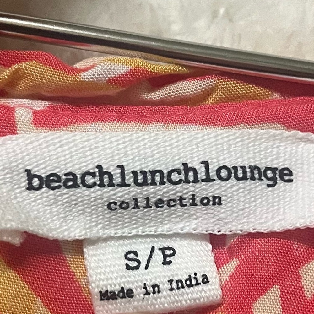 Beachlunchlounge Flutter Sleeve Leaf Print Pink Dress 100% Viscose Small - Picture 2 of 5